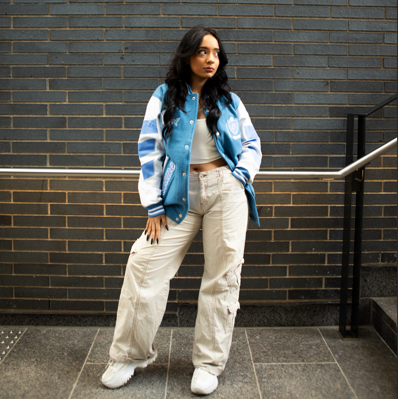 The 'SCRIPT' VARSITY - LIGHT BLUE